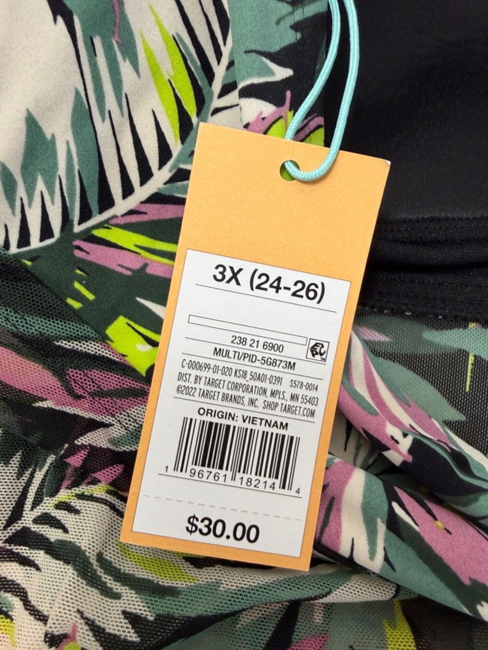 NWT Kona Sol Tropical Leaf Print Plus Size Swim Tankini Top - Picture 9 of 13